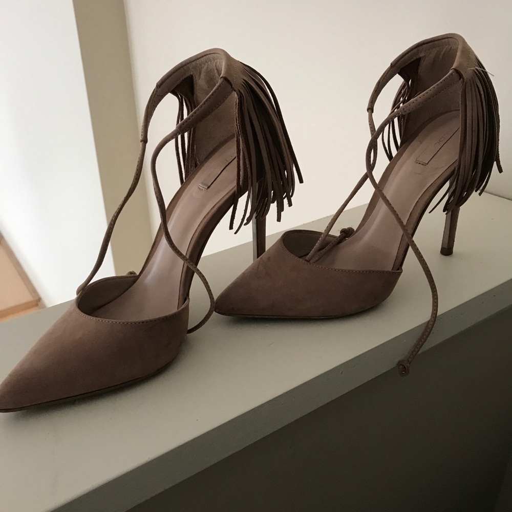 Nude suede heels